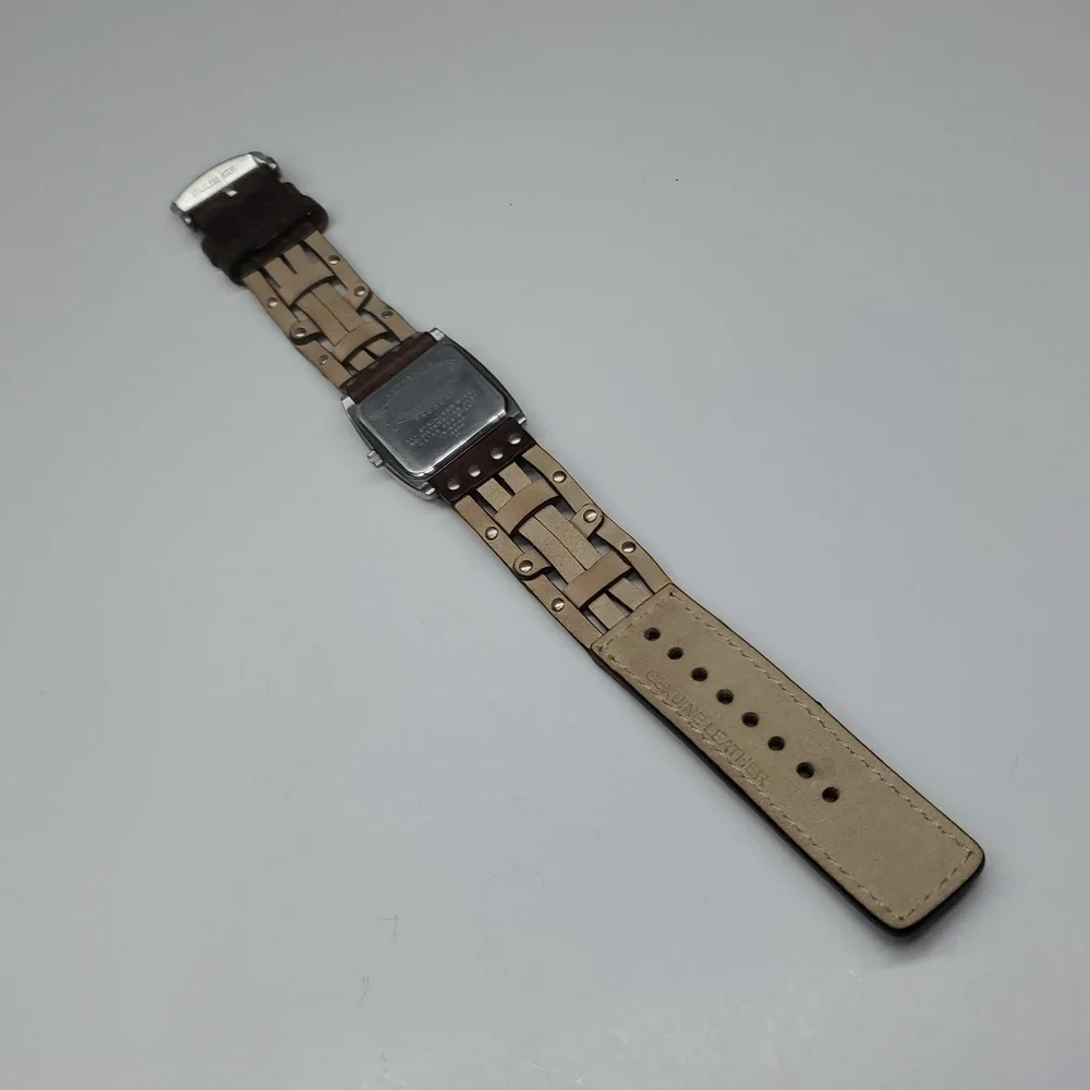 Fossil Watch JR8843 Pink Face Brown Woven Leather Band NWOT
